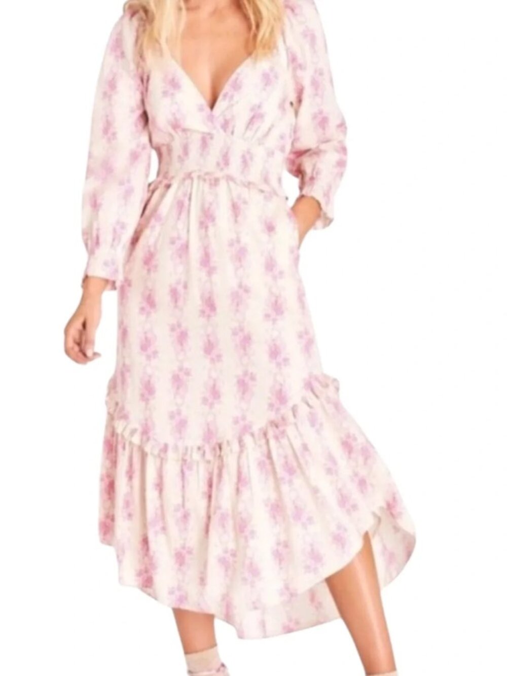 LOVESHACKFANCY Firefly Maxi Dress Pink floral Ethereal flowy summer dainty MED - Picture 3 of 14